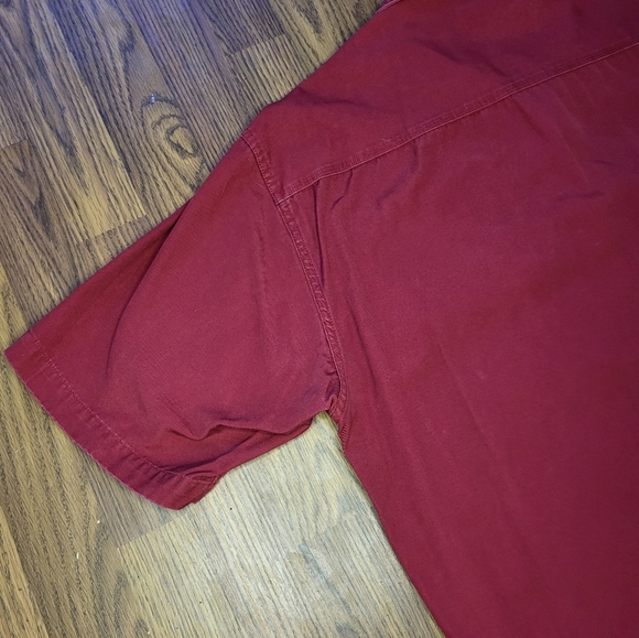 Cabelas Legendary Quality Button Down Cherry Red Tee Mens Large Canvas Style A58 - Picture 6 of 7